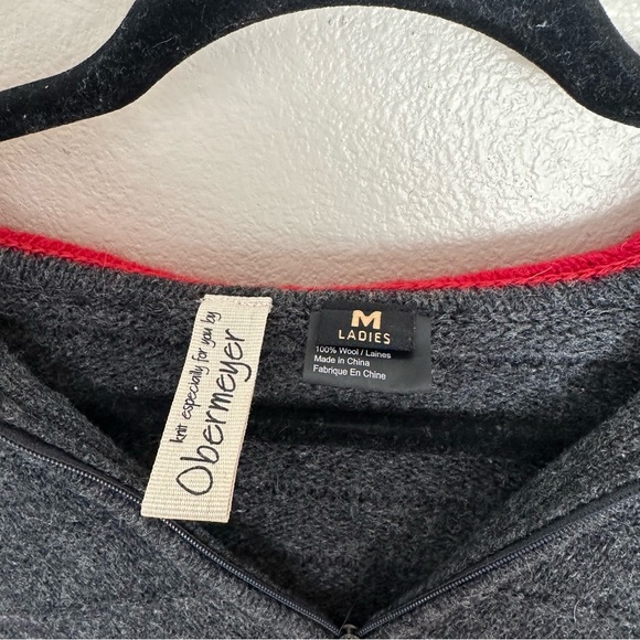 Obermeyer 100% Wool Knit Sweater Pullover Hooded Colorblock Tassels - Picture 2 of 4